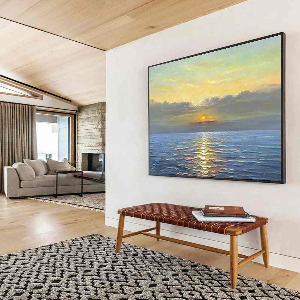 sunset canvas painting seaside design 5